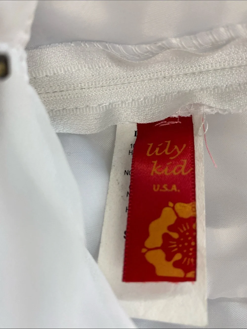 New Without Tag Girls White Embroidered Satin Dress with Gold Accents